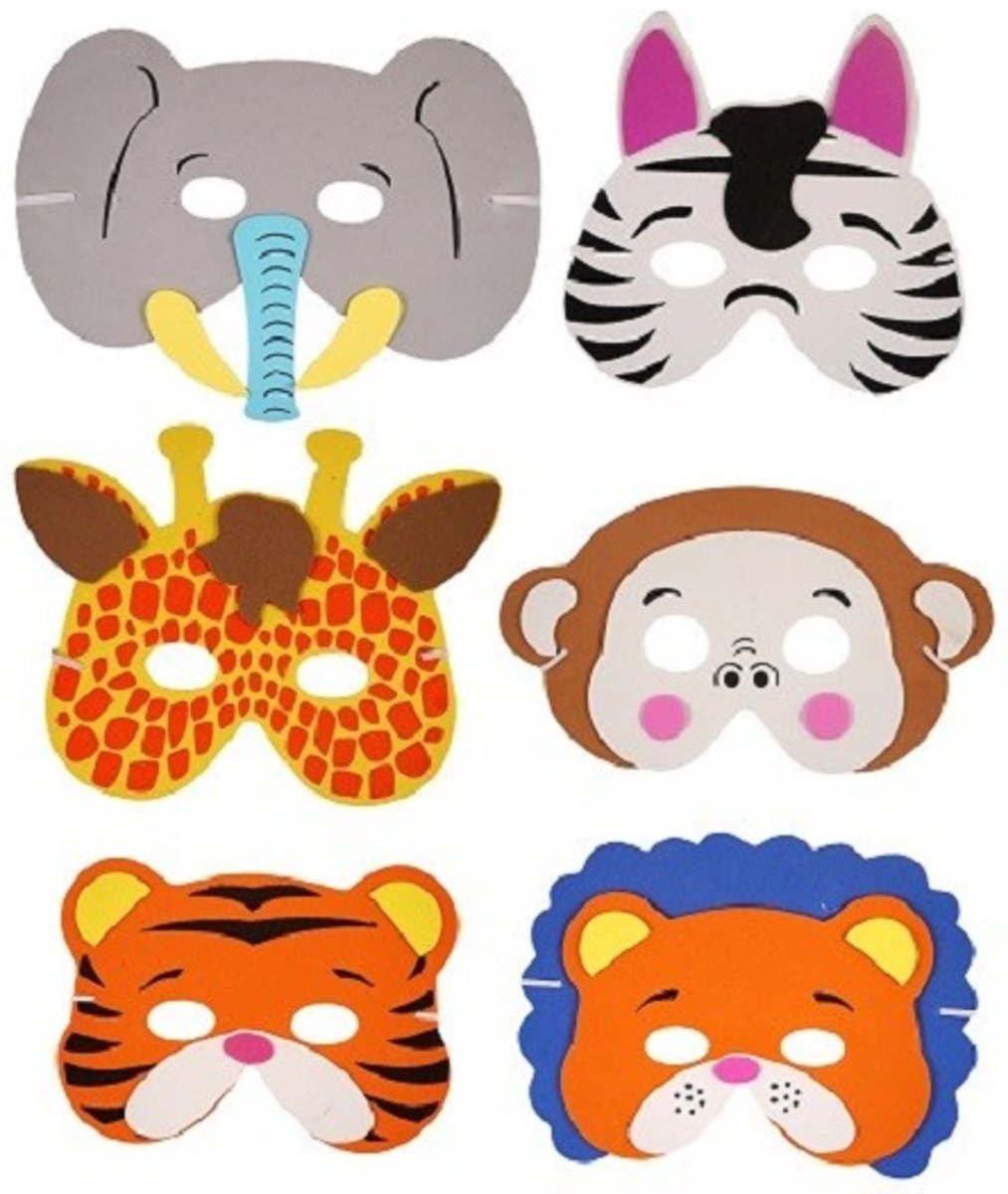 24 STUKS | Mix Dieren Maskers van Foam | Traktatie / Uitdeelcadeautjes | Mix soorten Dieren | Jongens & Meisjes  (24 stuks)